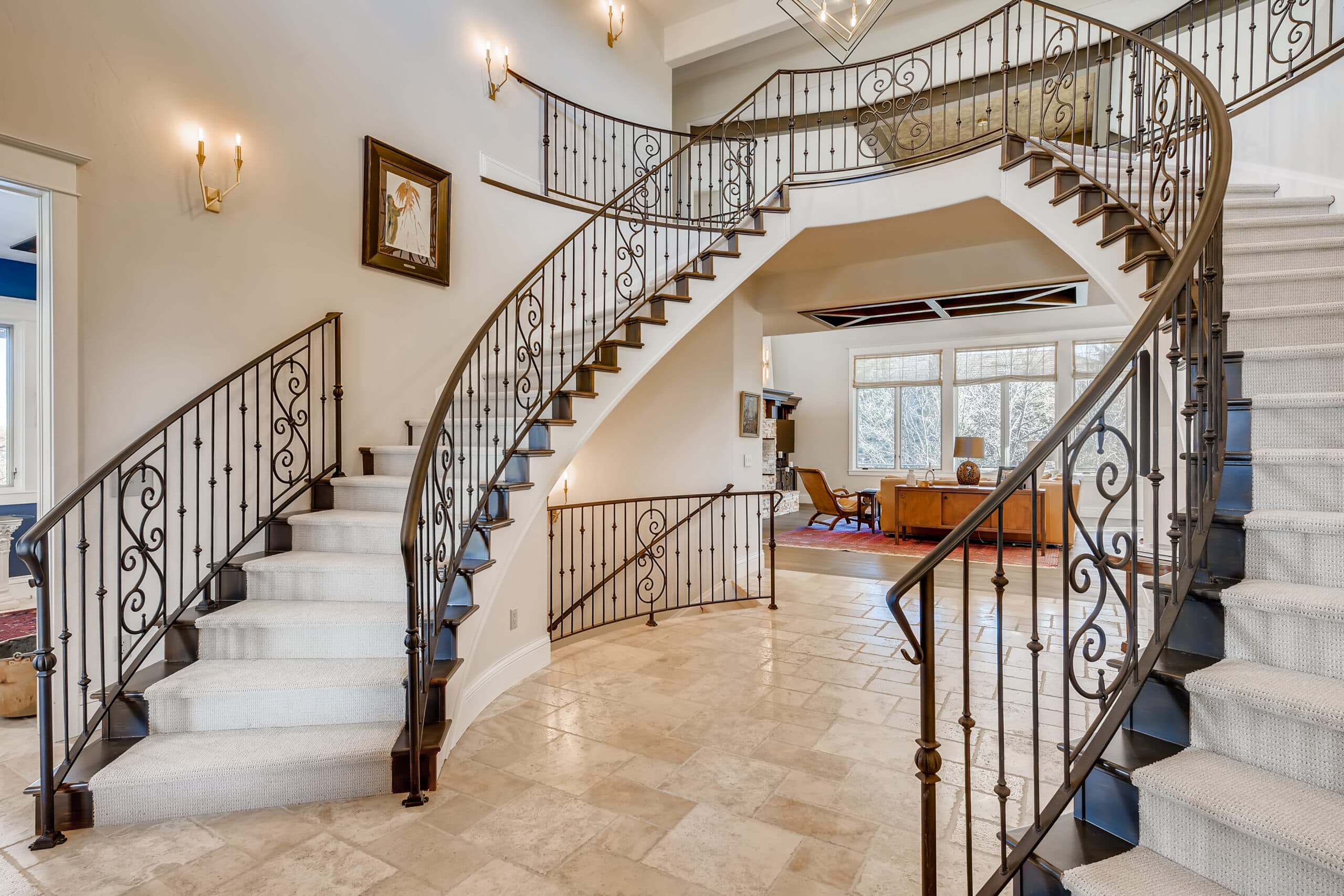 Freshly painted staircase in a Littleton home